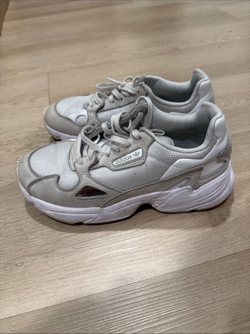 Adidas Falcon Women's White and Light Gray Sneakers